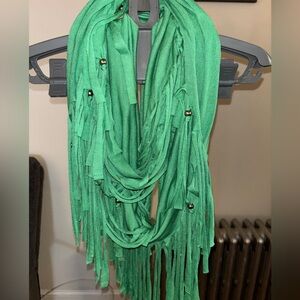 Green Fringe Infinity Scarf